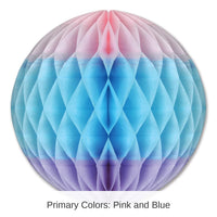 12 Pack Bulk Tri-Color Tissue Ball Decoration - pink - Light blue - lavender