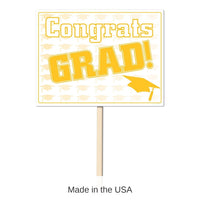 6 Pack Bulk Plastic Congrats Grad Graduation Party Yard Sign- Yellow