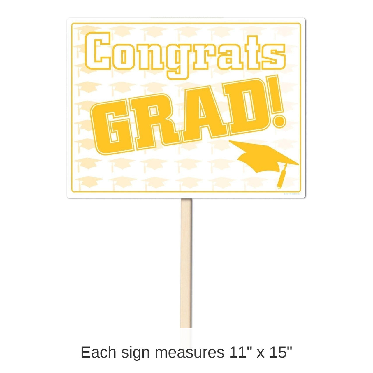 6 Pack Bulk Plastic Congrats Grad Graduation Party Yard Sign- Yellow