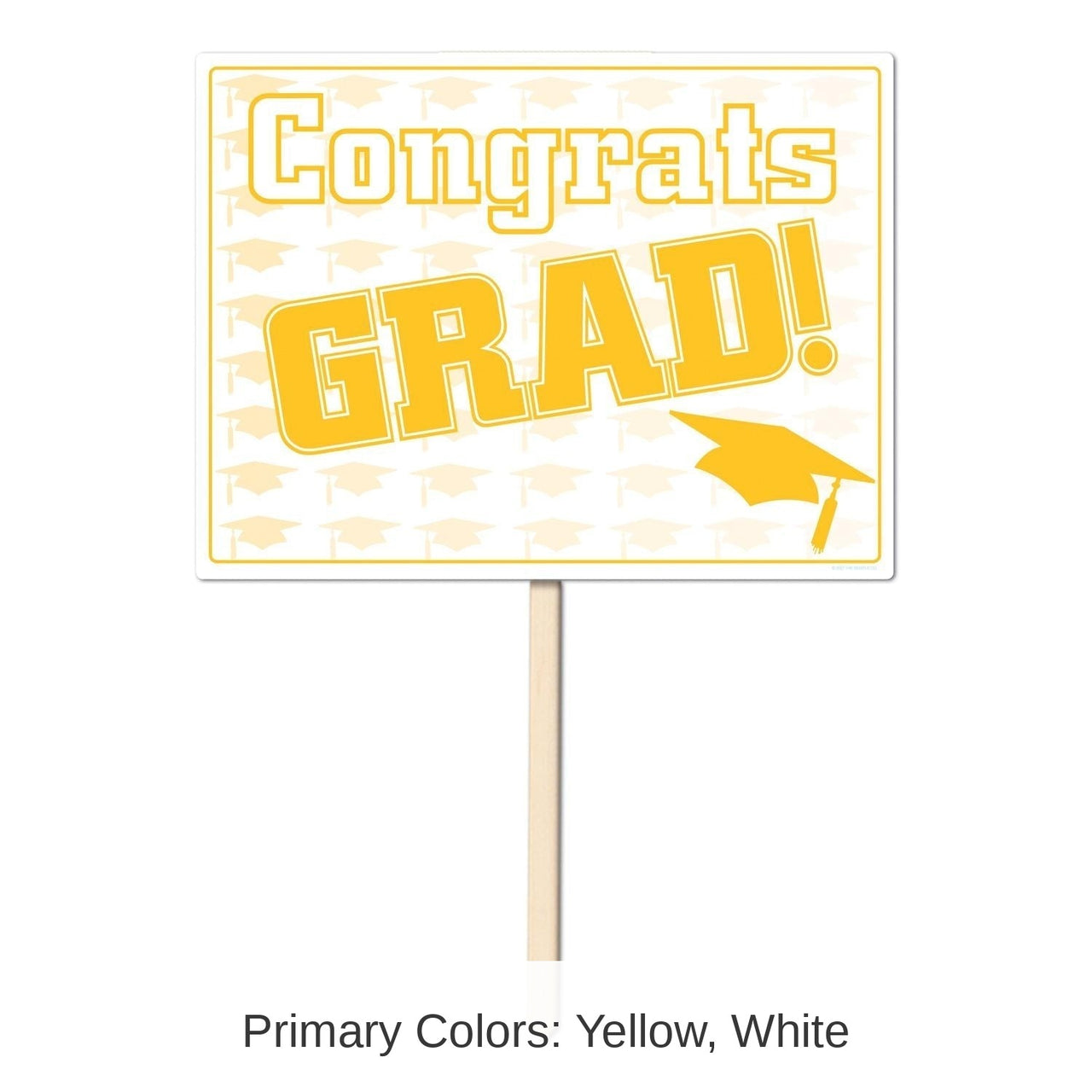 6 Pack Bulk Plastic Congrats Grad Graduation Party Yard Sign- Yellow