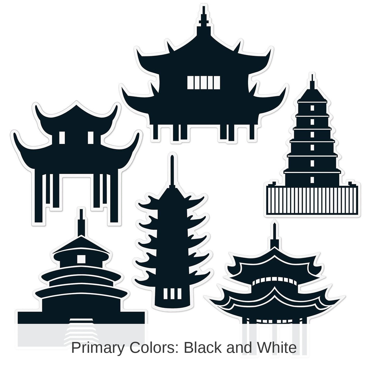 72 Piece Bulk Pagoda Party Silhouettes