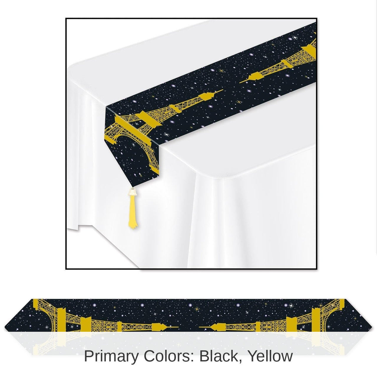 12 Pack Bulk Printed Eiffel Tower Party Paper Table Runner