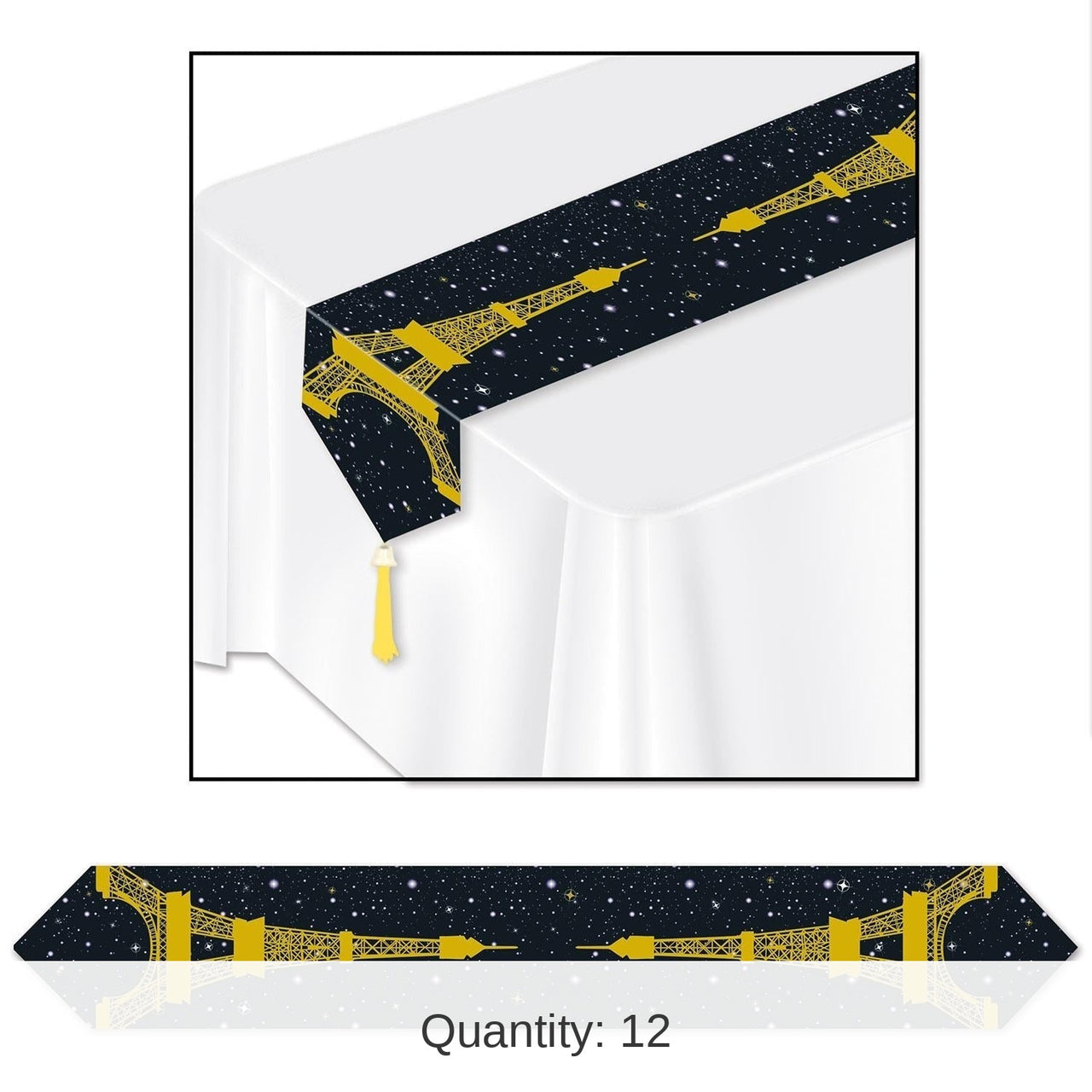 12 Pack Bulk Printed Eiffel Tower Party Paper Table Runner