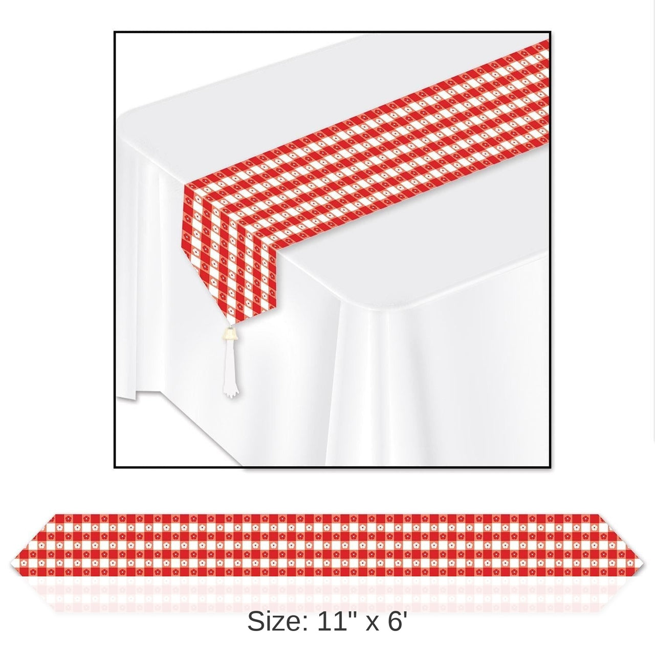 12 Pack Bulk Printed Gingham Party Paper Table Runner