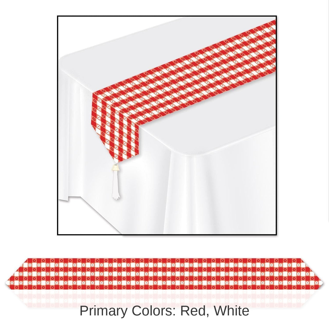 12 Pack Bulk Printed Gingham Party Paper Table Runner