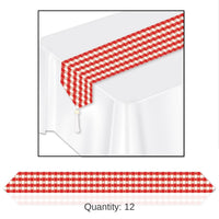 12 Pack Bulk Printed Gingham Party Paper Table Runner