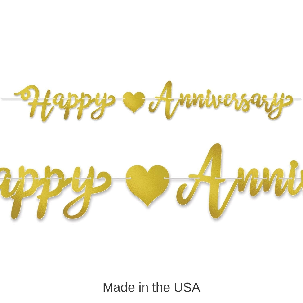 12 Pack Bulk Foil Happy Anniversary Streamer - gold