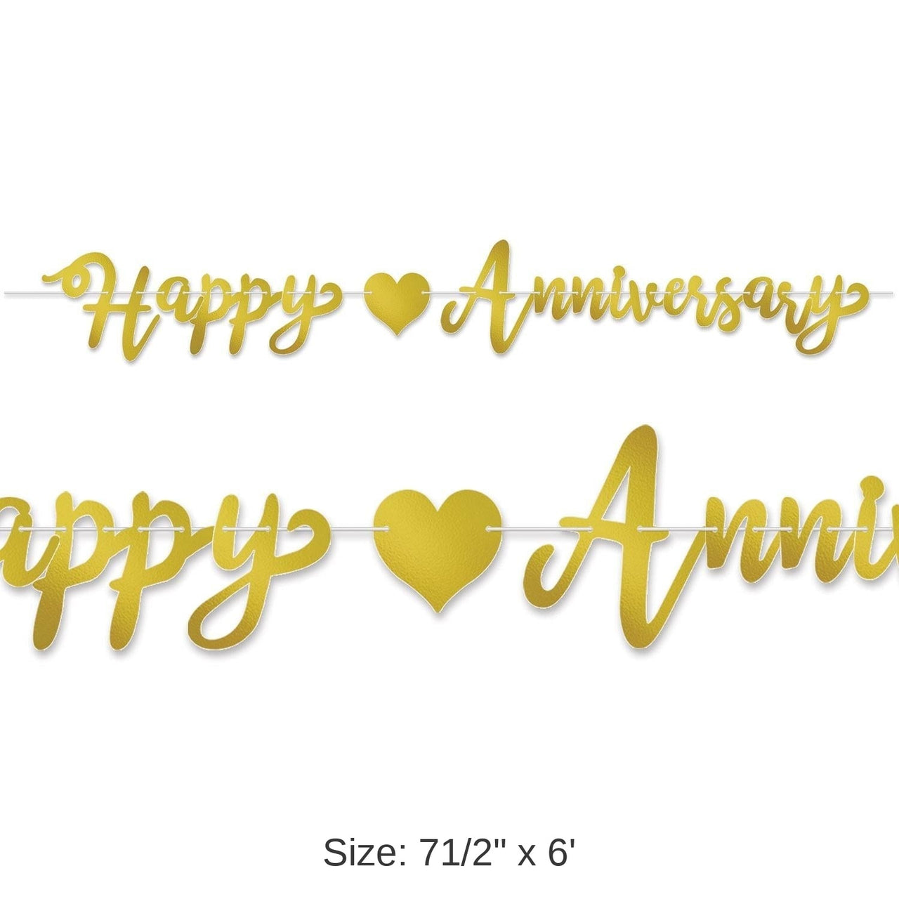 12 Pack Bulk Foil Happy Anniversary Streamer - gold