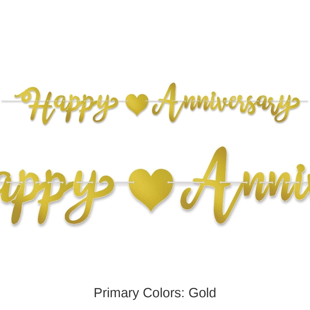 12 Pack Bulk Foil Happy Anniversary Streamer - gold