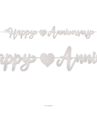 12 Pack Bulk Foil Happy Anniversary Streamer - silver
