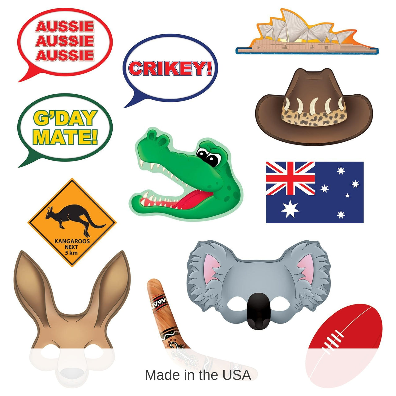 144 Pack Bulk Australian Party Photo Fun Signs