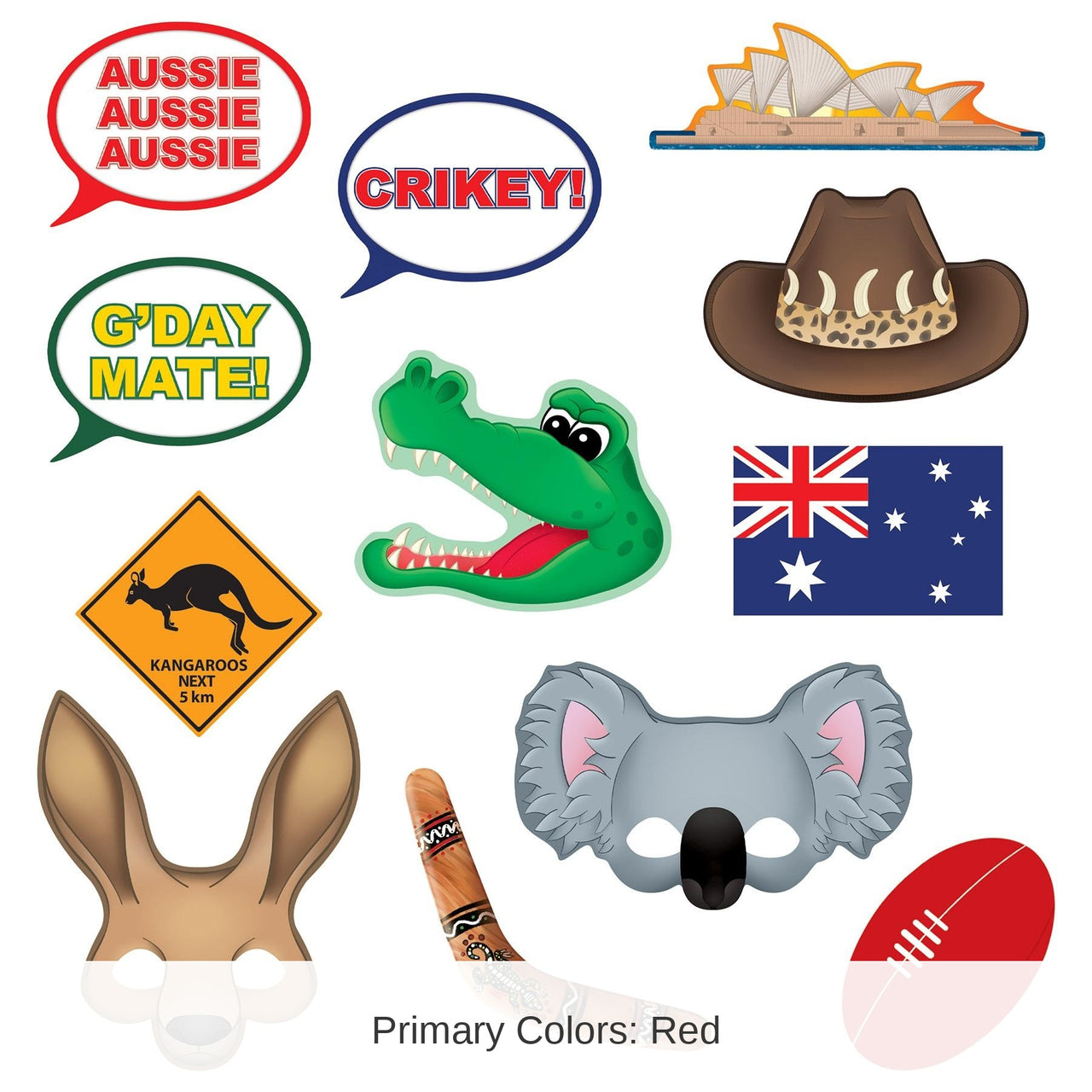 144 Pack Bulk Australian Party Photo Fun Signs