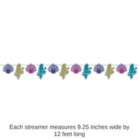 12 Pack Bulk Mermaid/Seashell Party Streamer