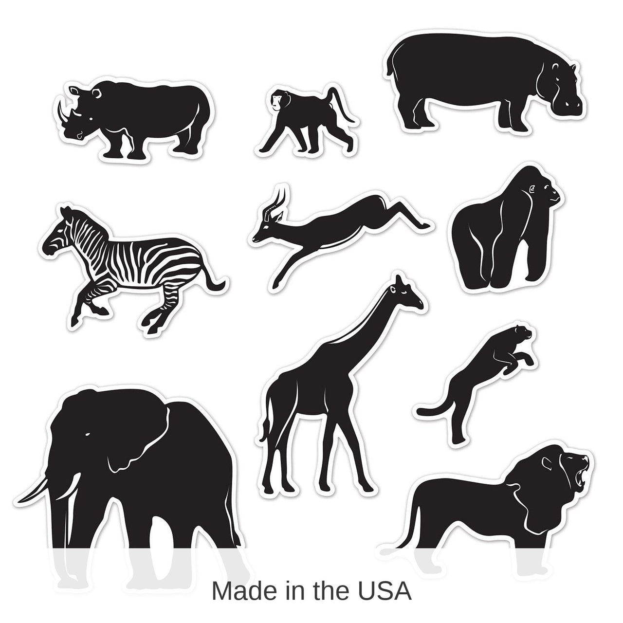 120 Pack Bulk Jungle Animal Party Silhouettes
