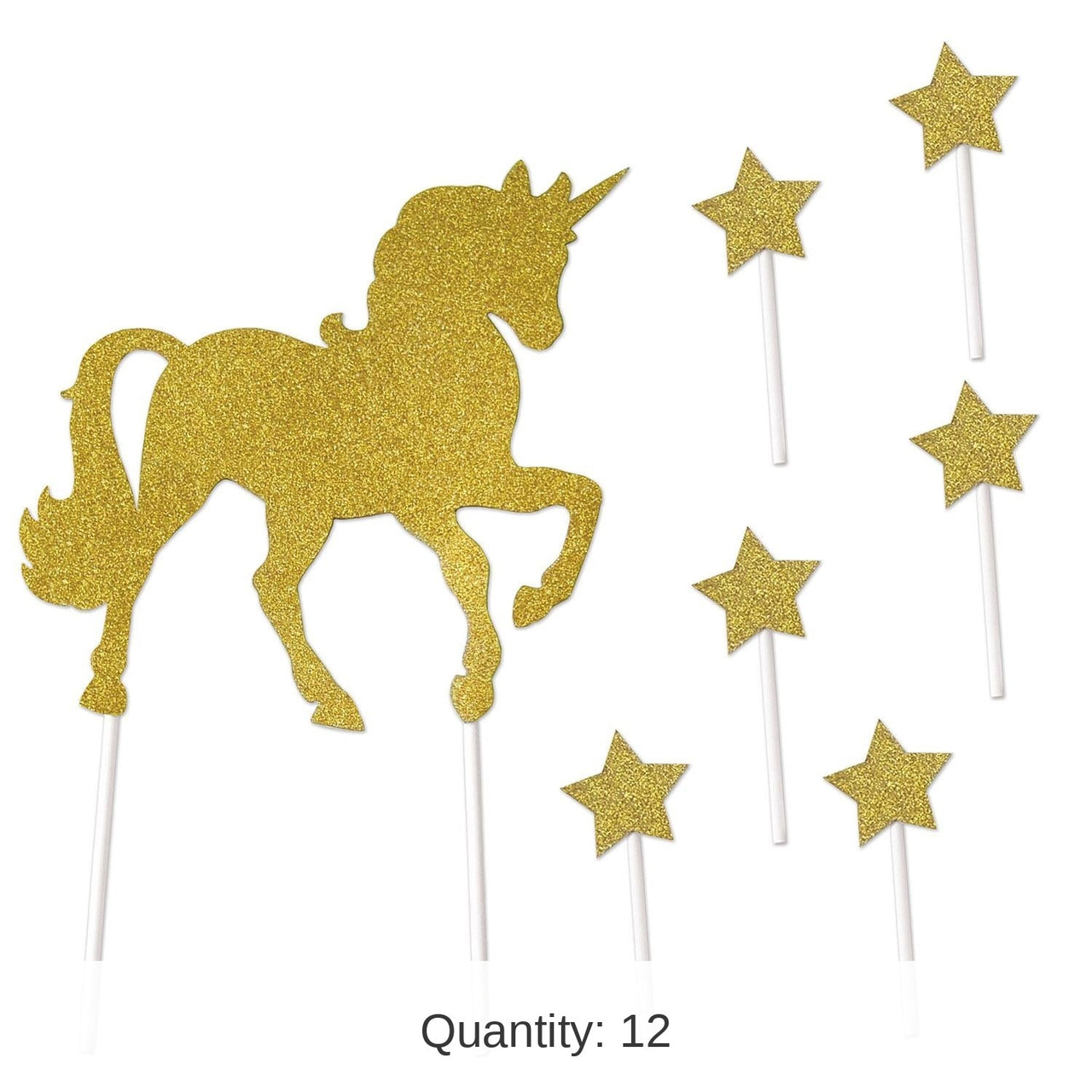 12 Pack Bulk Unicorn Party Cake Topper