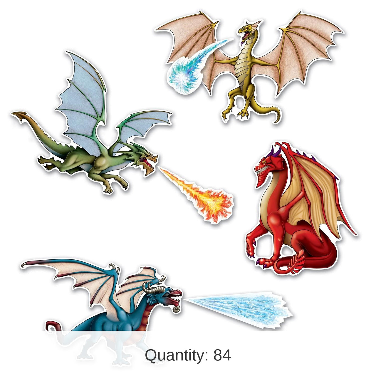 84 Piece Bulk Dragon Party Cutouts