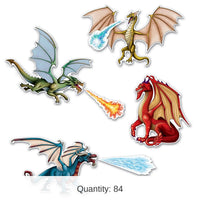 84 Piece Bulk Dragon Party Cutouts