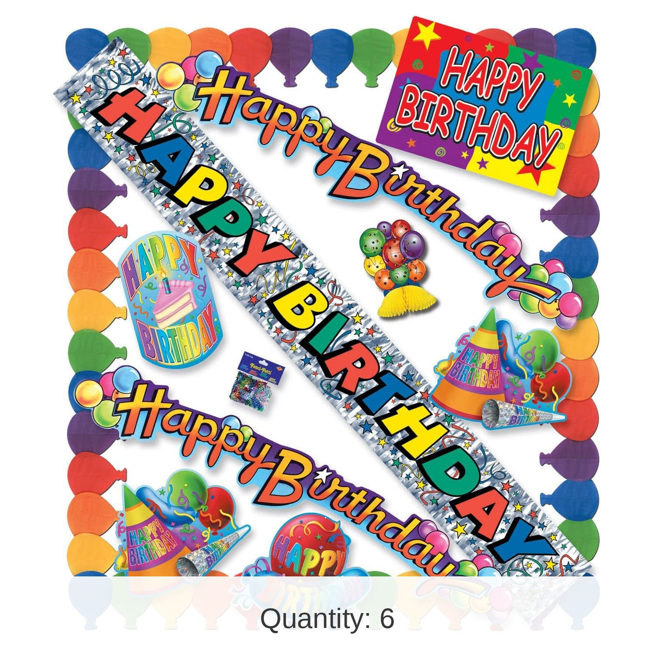 6 Pack Bulk 11 Piece Happy Birthday Party Kit