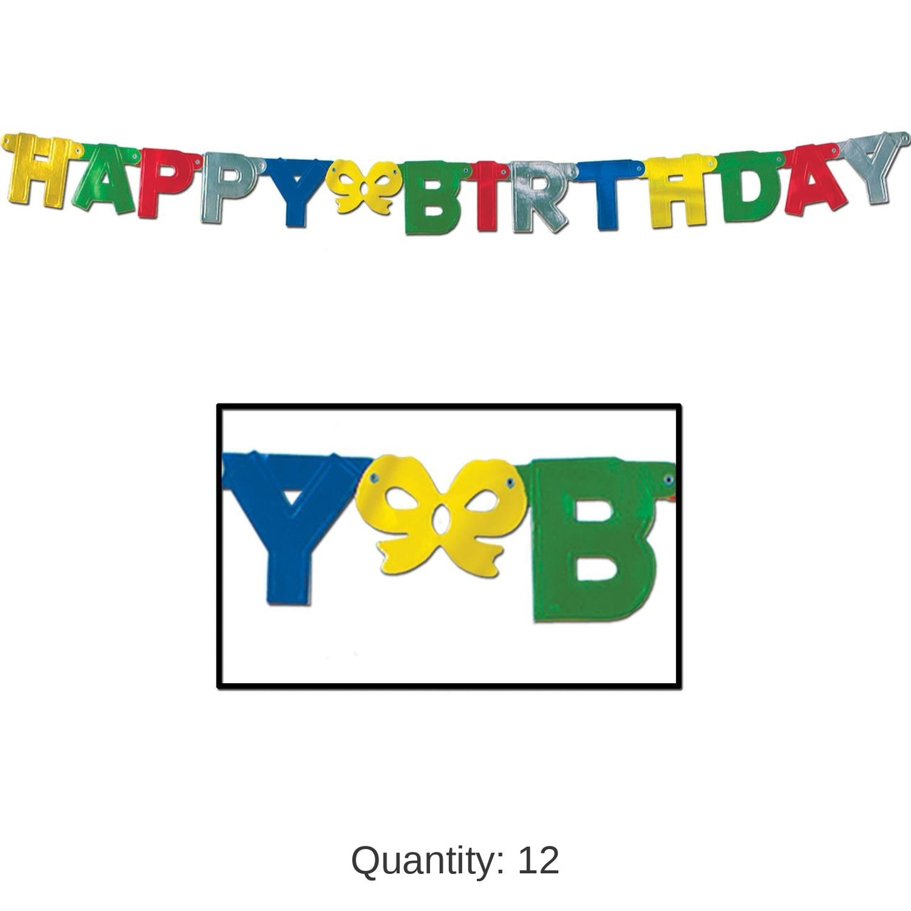12 Pack Bulk Multicolor Foil Happy Birthday Party Streamer