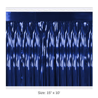 6 Pack Bulk Packaged 1-Ply Metallic Party Fringe Drape - blue