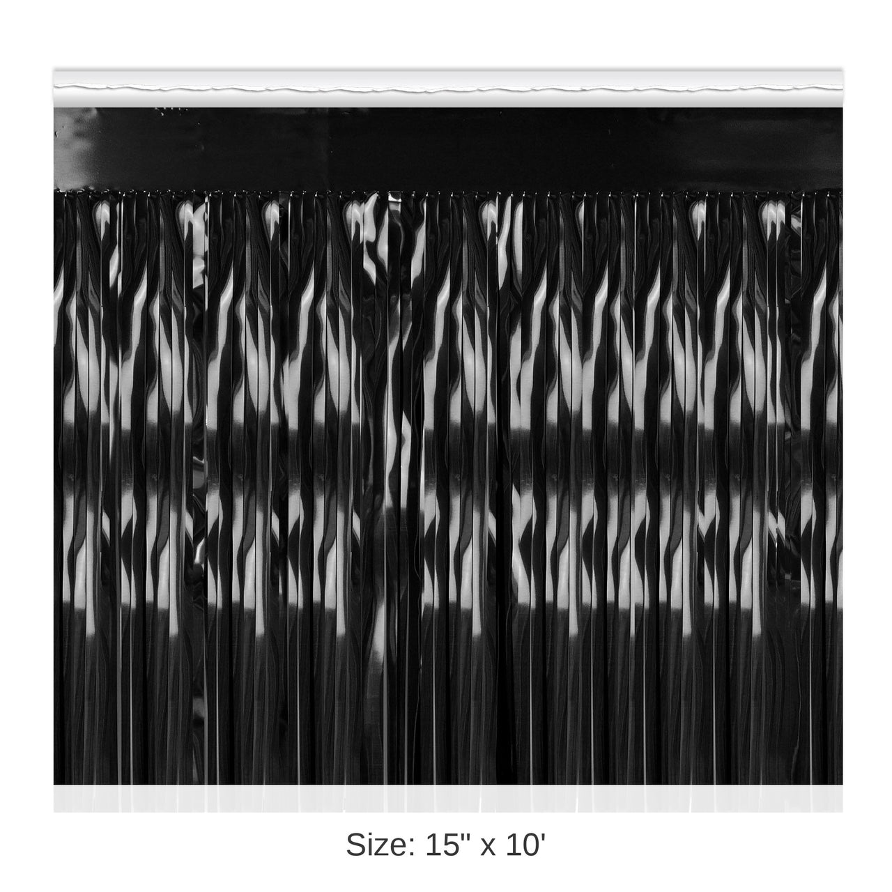 6 Pack Bulk Packaged 1-Ply Metallic Party Fringe Drape - black