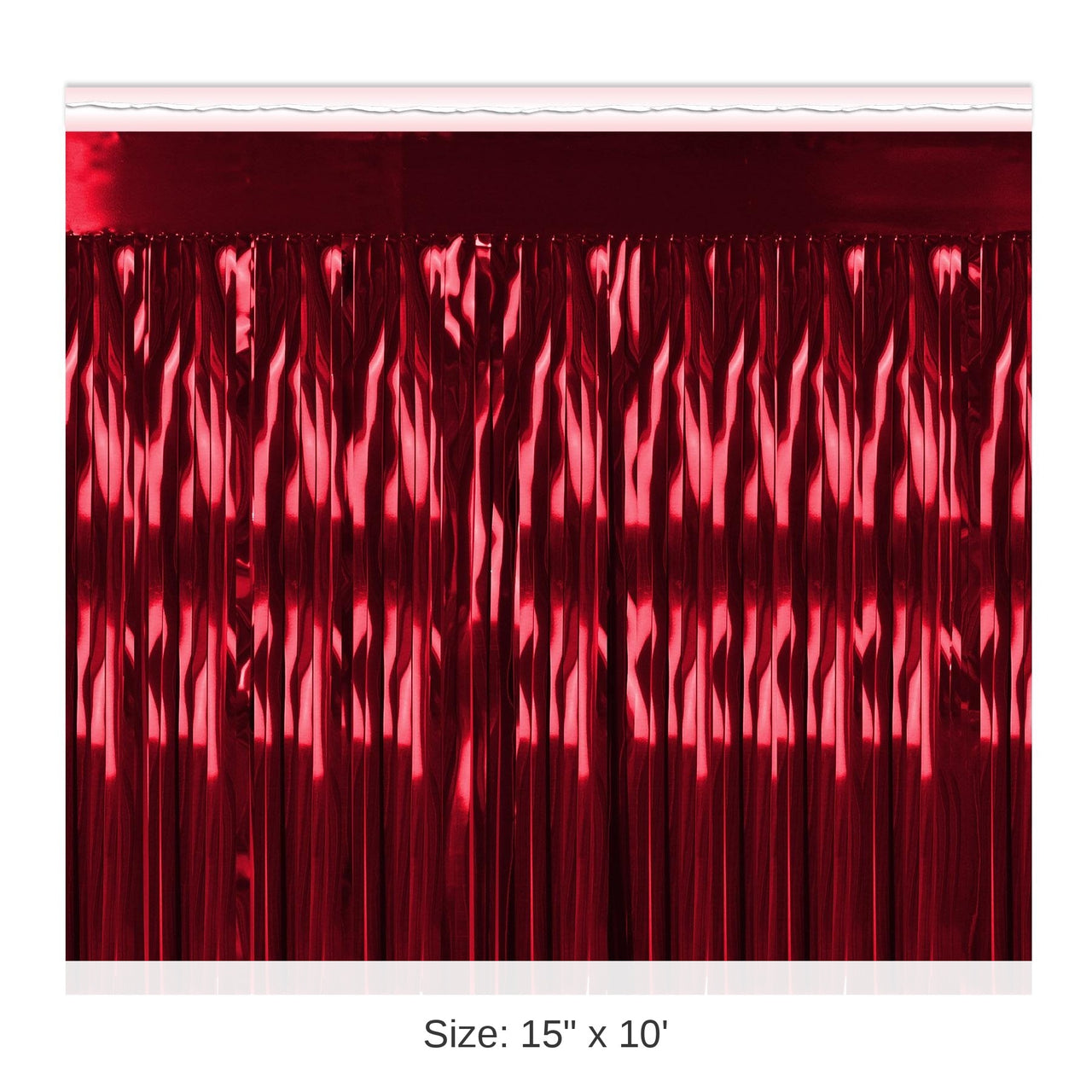 6 Pack Bulk Packaged 1-Ply Metallic Party Fringe Drape - red