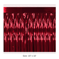 6 Pack Bulk Packaged 1-Ply Metallic Party Fringe Drape - red