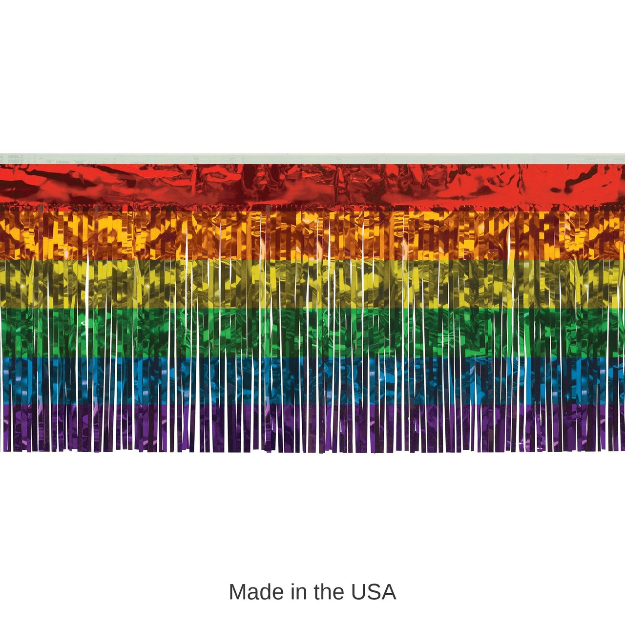 6 Pack Bulk Packaged 1-Ply Metallic Party Fringe Drape - rainbow