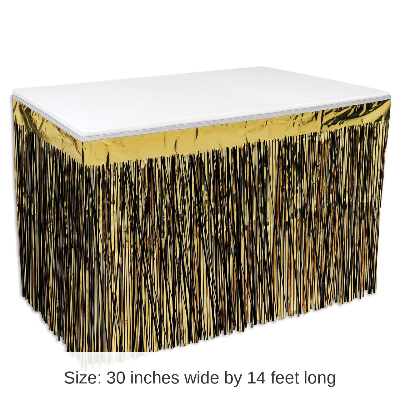 Bulk 6 Pack Bulk Black/Gold Packaged 2-Ply Metallic Party Table Skirt