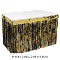Bulk 6 Pack Bulk Black/Gold Packaged 2-Ply Metallic Party Table Skirt