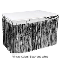 Bulk 6 Pack Bulk Black/Silver Packaged 2-Ply Metallic Party Table Skirt
