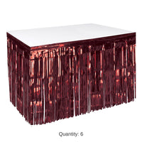 Bulk 6 Pack Bulk Burgundy Packaged 1-Ply Metallic Party Table Skirting