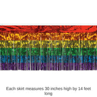 6 Pack Bulk Packaged 1-Ply Metallic Party Table Skirt - rainbow