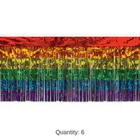 6 Pack Bulk Packaged 1-Ply Metallic Party Table Skirt - rainbow
