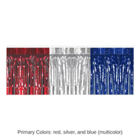 6 Pack Bulk Packaged 1-Ply Metallic Party Table Skirt - red - silver - blue