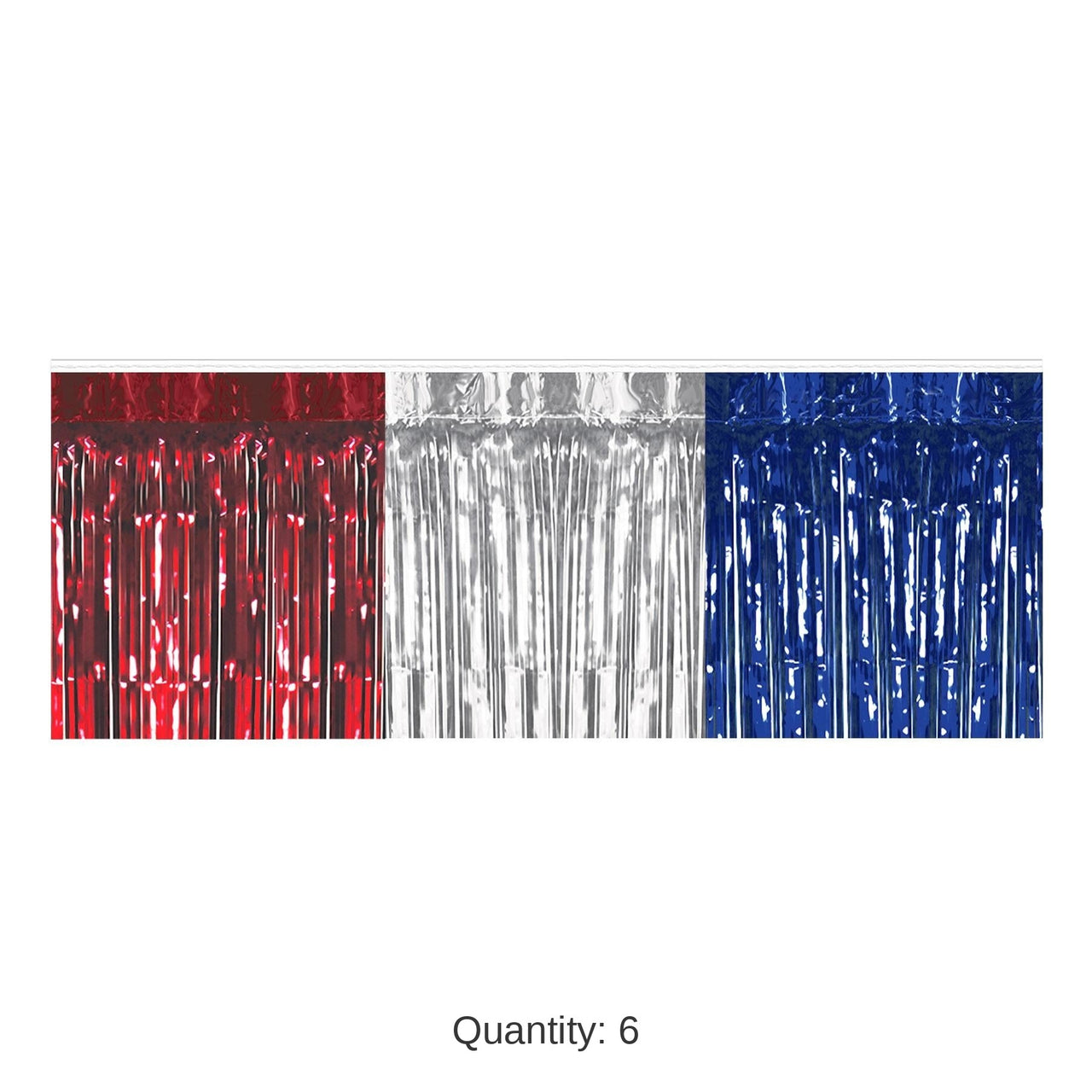 6 Pack Bulk Packaged 1-Ply Metallic Party Table Skirt - red - silver - blue