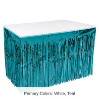 Bulk 6 Pack Bulk Turquoise Packaged 1-Ply Metallic Party Table Skirt