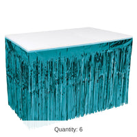 Bulk 6 Pack Bulk Turquoise Packaged 1-Ply Metallic Party Table Skirt
