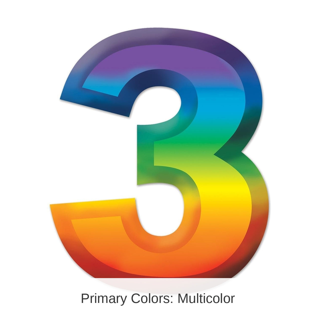 24 Pack Bulk Multi-Color Plastic 3-D Party Number 3