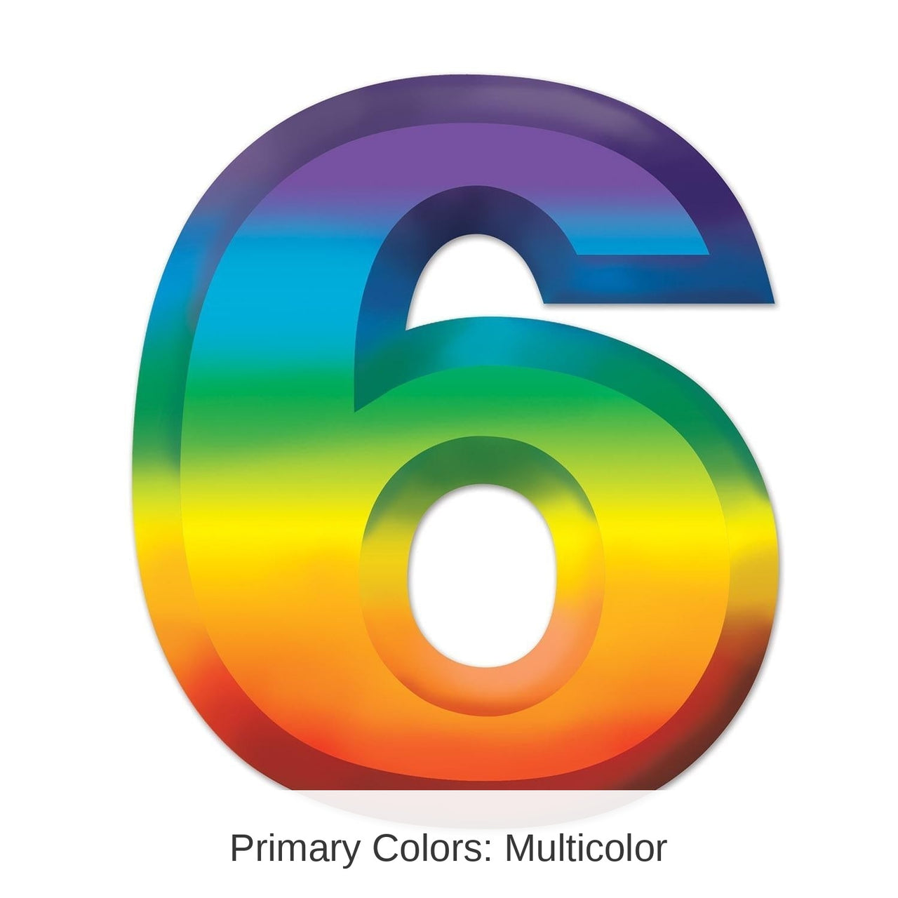 24 Pack Bulk Multi-Color Plastic 3-D Party Number 6