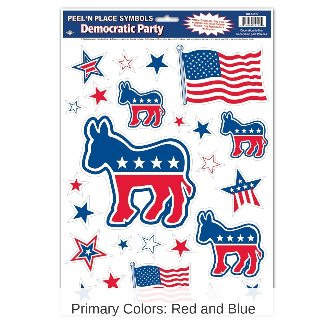300 Piece Bulk Democratic Peel 'N Place Clings