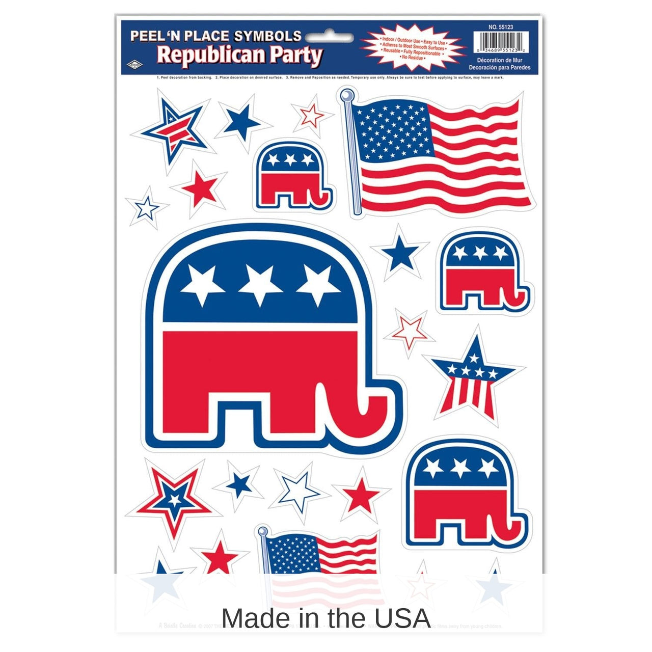 264 Piece Bulk Republican Peel 'N Place Clings
