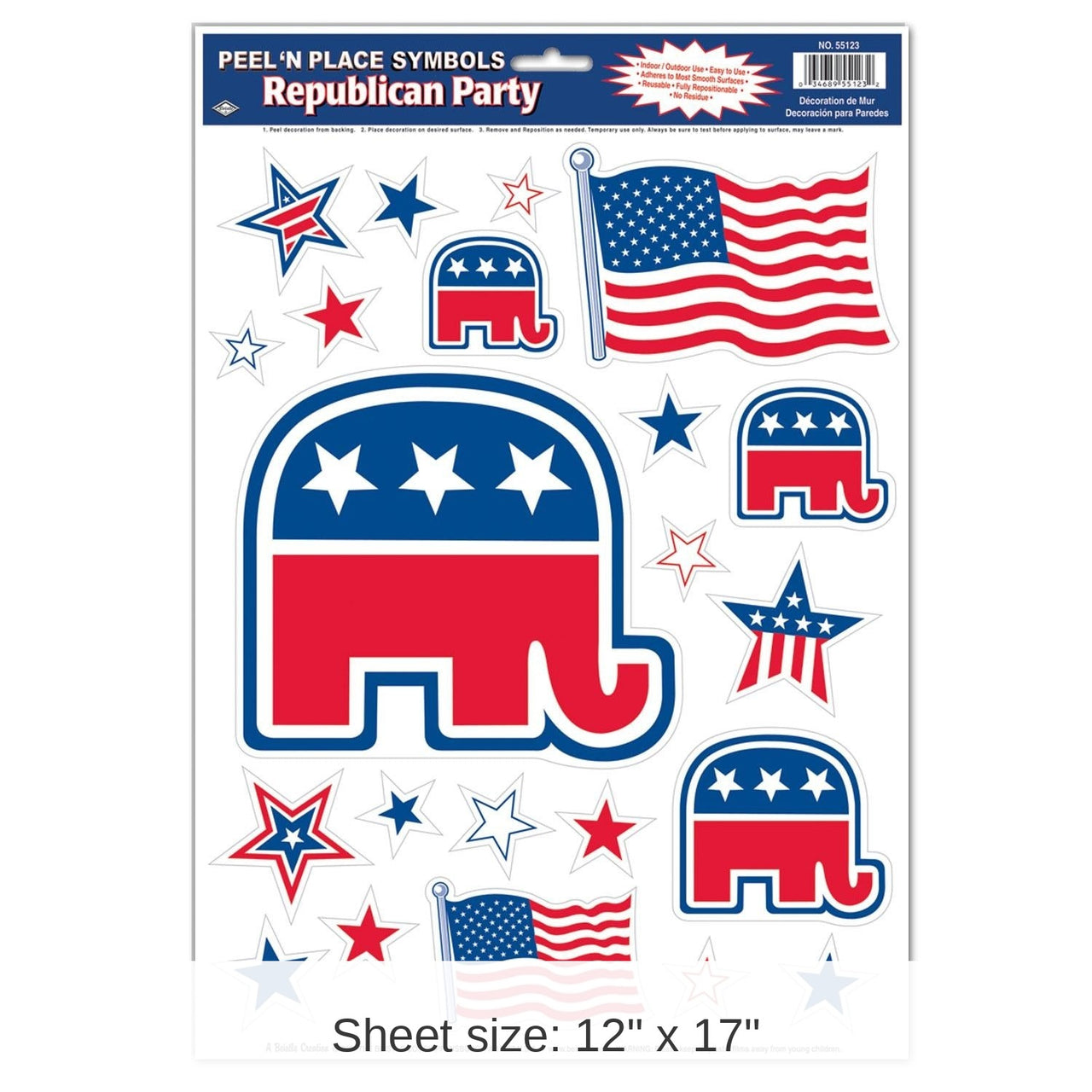 264 Piece Bulk Republican Peel 'N Place Clings