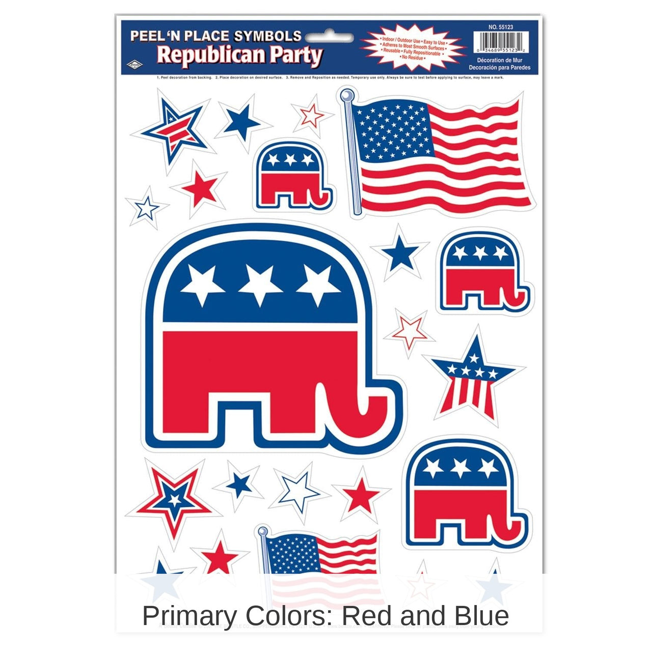 264 Piece Bulk Republican Peel 'N Place Clings