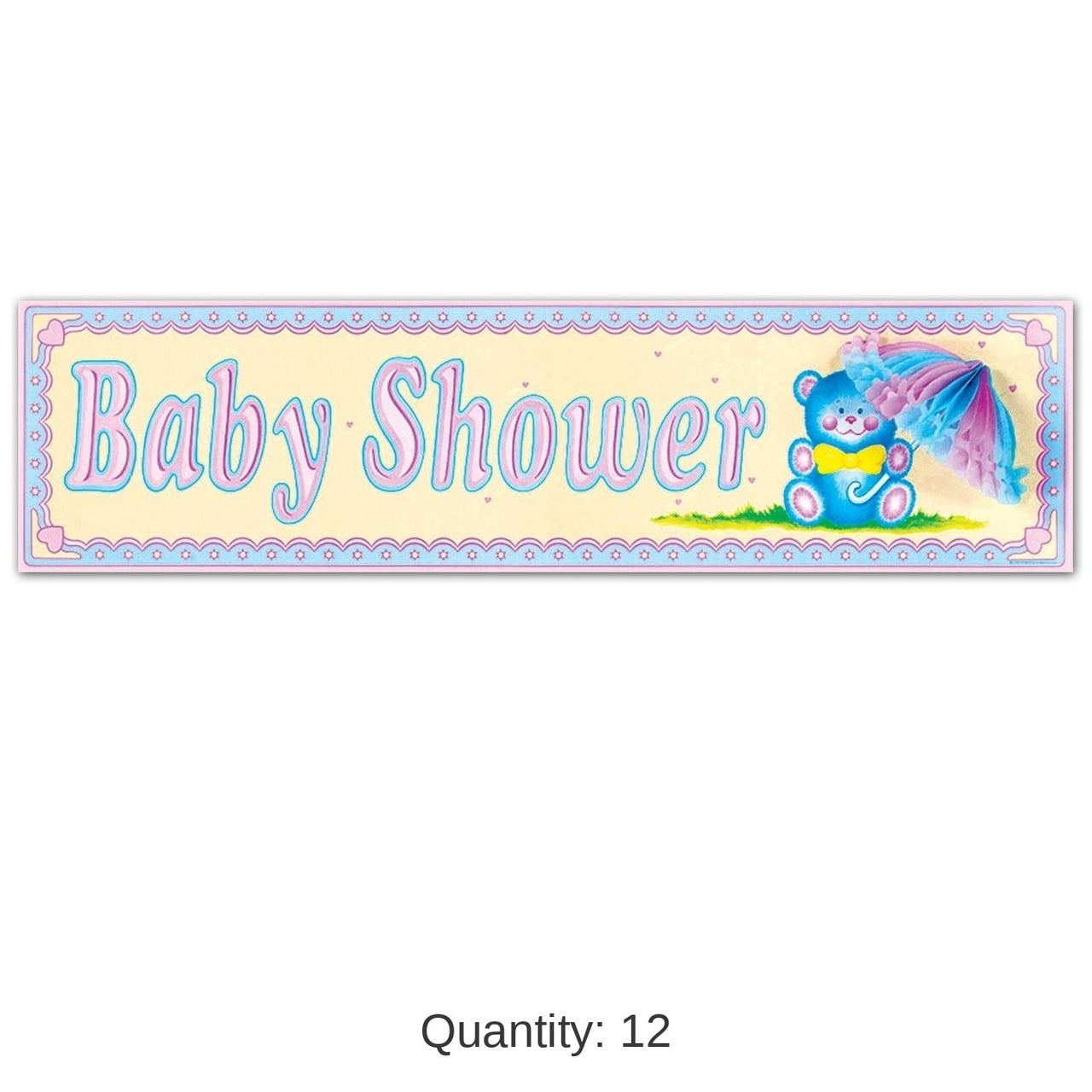12 Pack Bulk Baby Shower Sign with Tissue Parasol