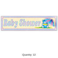 12 Pack Bulk Baby Shower Sign with Tissue Parasol