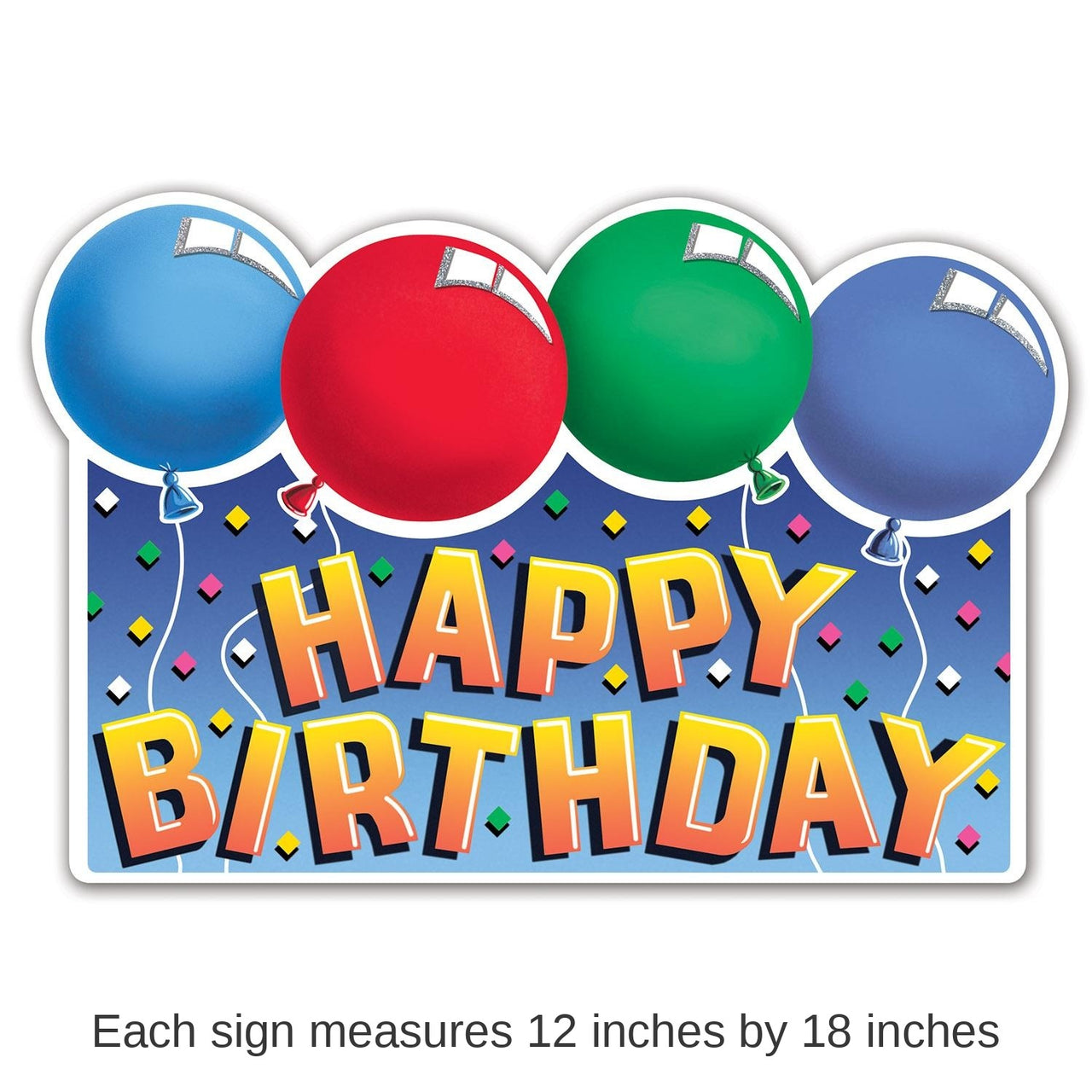 12 Pack Bulk Glittered Happy Birthday Sign