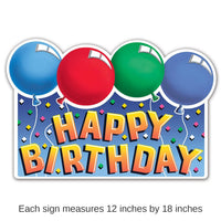 12 Pack Bulk Glittered Happy Birthday Sign