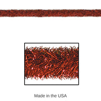 Bulk 100 ft Christmas Red Tinsel Garland - Fire Resistant