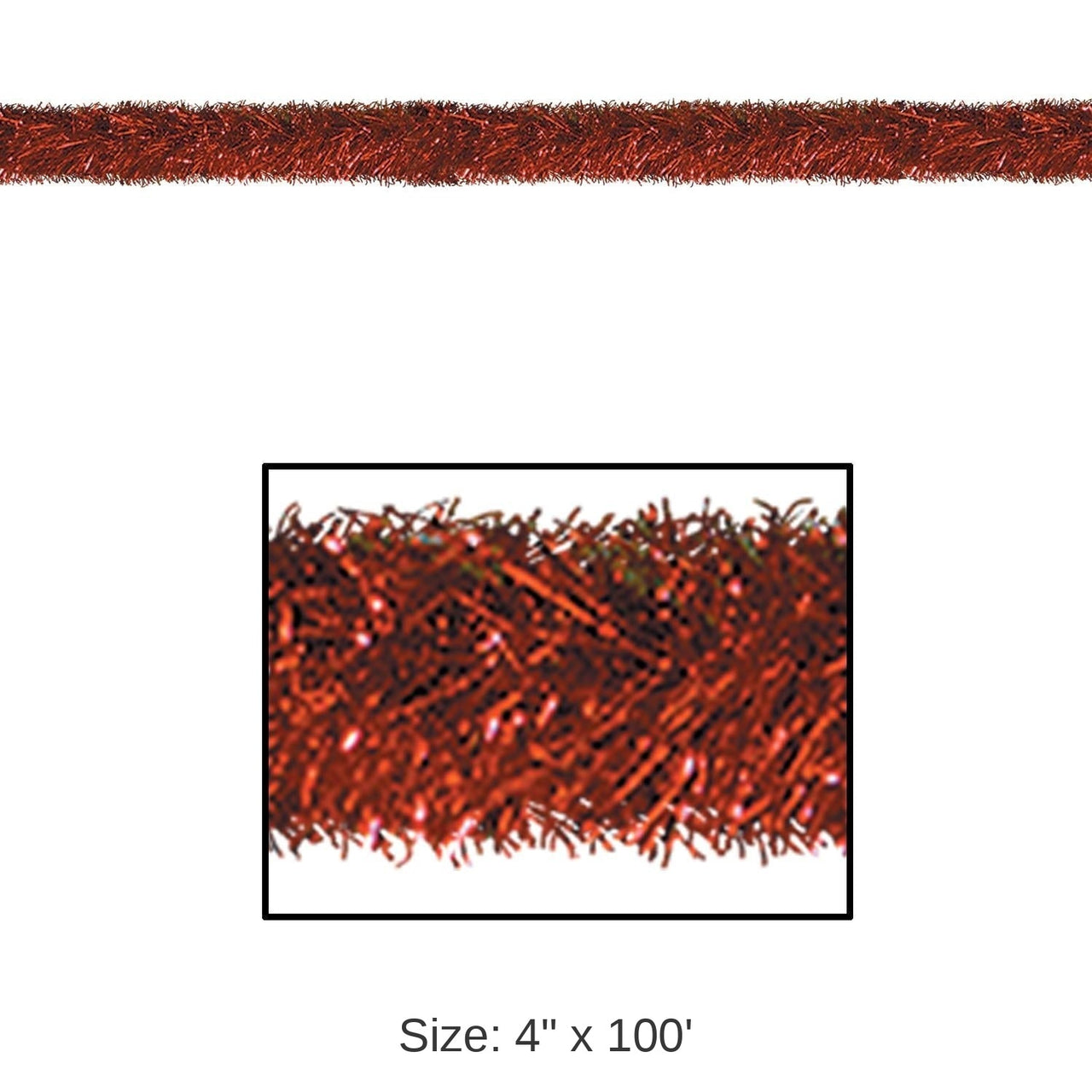 Bulk 100 ft Christmas Red Tinsel Garland - Fire Resistant